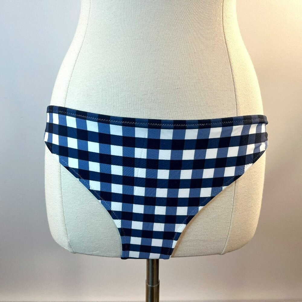 Abercrombie & Fitch Women's Classic Blue White Gingham Bikini Bottom - Size XL